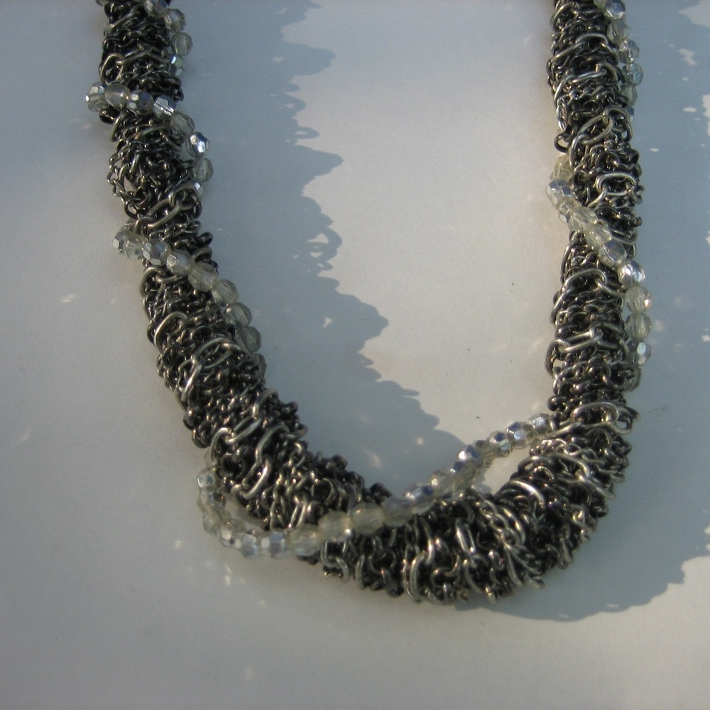 Multiple Twisted Silver-Tone Link Chain Necklace - image 2